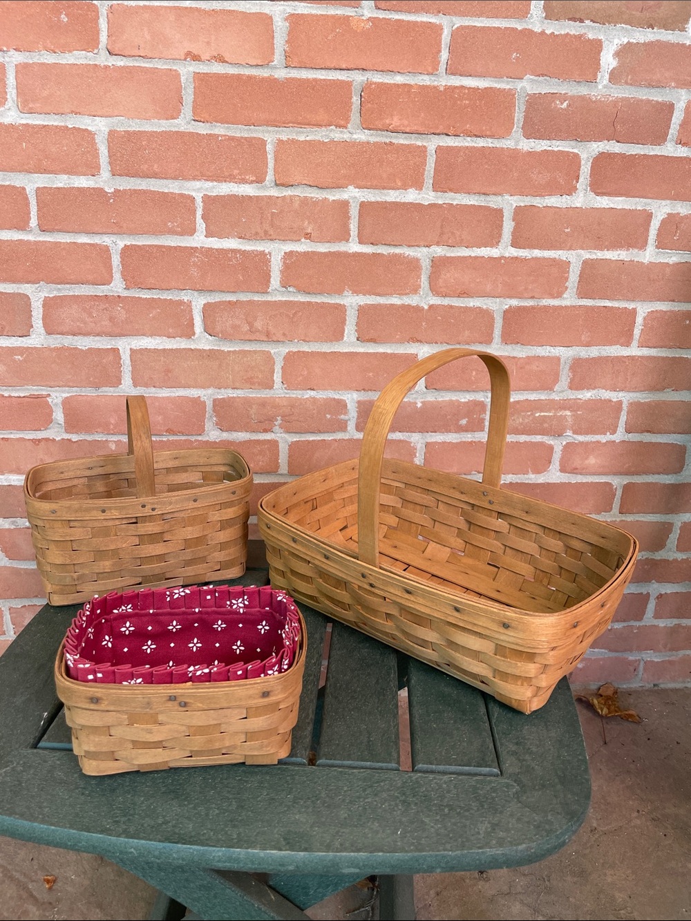 Lot of 3 Longaberger Baskets Small Gathering, Candle and Tea basket with liner